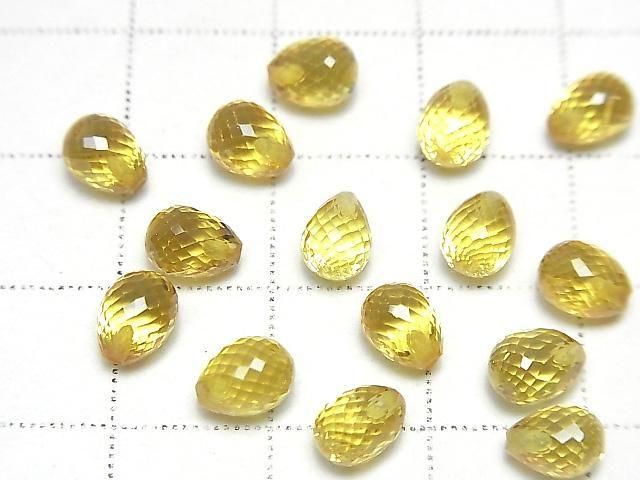 MicroCut High Quality Yellow Sapphire AAA Half Drilled Hole Faceted Drop 6x4.5mm 1pc