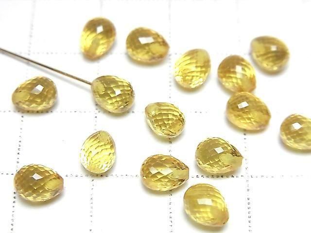 MicroCut High Quality Yellow Sapphire AAA Half Drilled Hole Faceted Drop 6x4.5mm 1pc