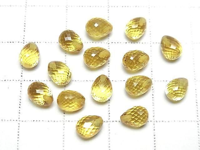 MicroCut High Quality Yellow Sapphire AAA Half Drilled Hole Faceted Drop 6x4.5mm 1pc