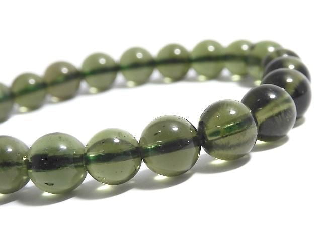 Bracelet en Moldavite AAA ronde 7,5 mm unique en son genre N°4