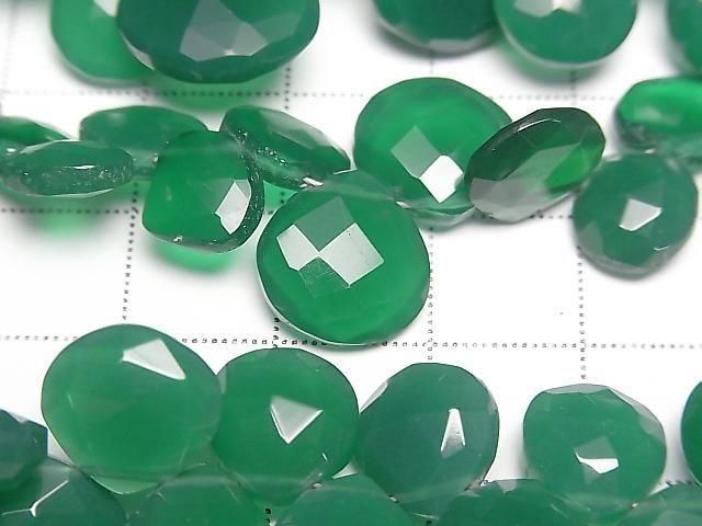 Hochwertiger grüner Onyx AAA Kastanie facettierte Briolette 1strang Perlen (ca. 7 Zoll/17 cm)