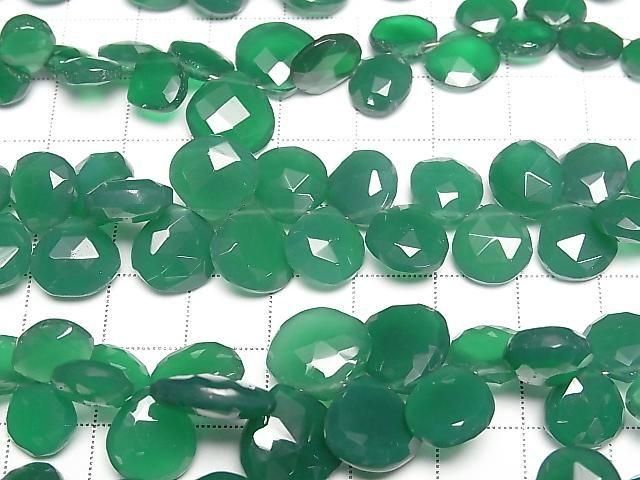 Hochwertiger grüner Onyx AAA Kastanie facettierte Briolette 1strang Perlen (ca. 7 Zoll/17 cm)