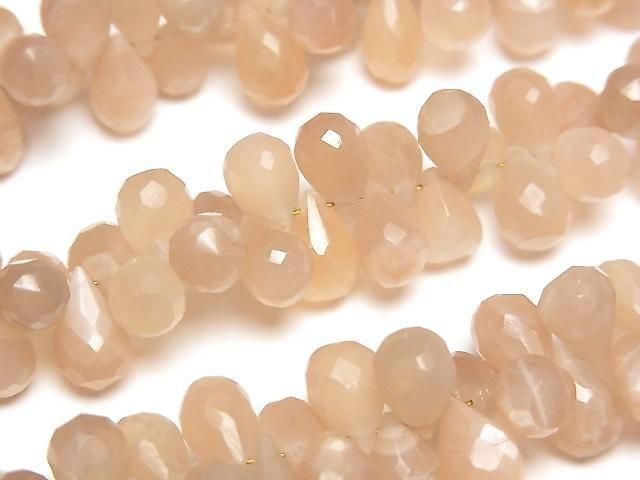Peach Moonstone AA++ Drop Faceted Briolette 1strand beads (approx. 6 inches/16 cm)