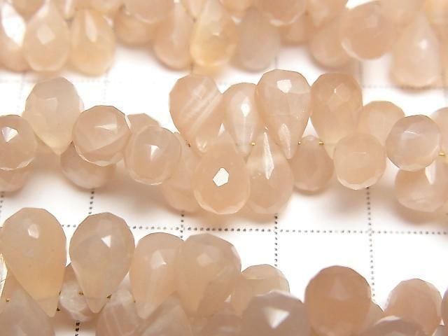 Peach Moonstone AA++ Drop Faceted Briolette 1strand beads (approx. 6 inches/16 cm)