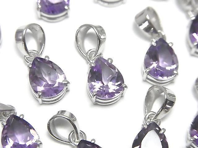 Hochwertiger Amethyst AAA Birnenform Facettiert 9x7mm Anhänger Silber925