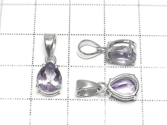 Hochwertiger Amethyst AAA Birnenform Facettiert 9x7mm Anhänger Silber925