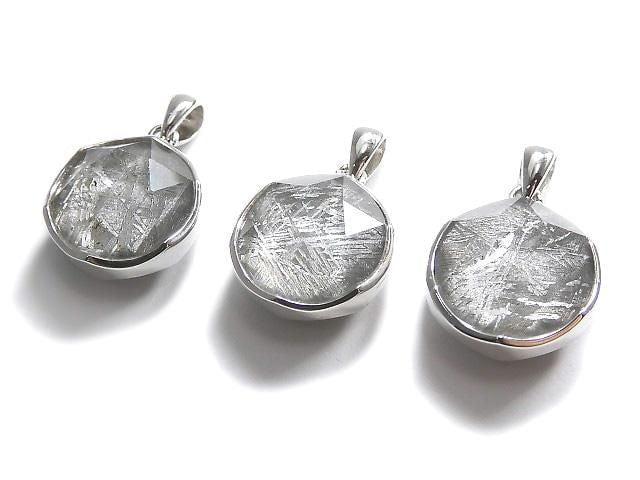 Meteoriten (Gibeon) Anhänger beidseitig bearbeitet 13mm Silber925 1Stück
