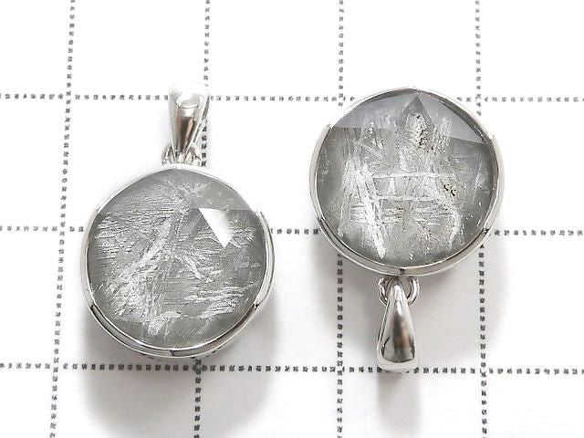 Meteoriten (Gibeon) Anhänger beidseitig bearbeitet 13mm Silber925 1Stück