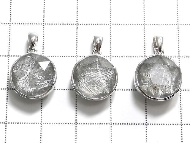 Meteoriten (Gibeon) Anhänger beidseitig bearbeitet 13mm Silber925 1Stück