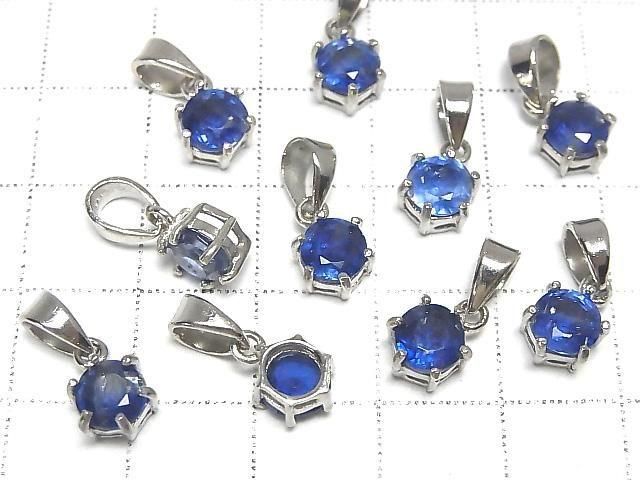 Hochwertiger Kyanit AAA Rund Facettiert 7x6mm Anhänger Silber925