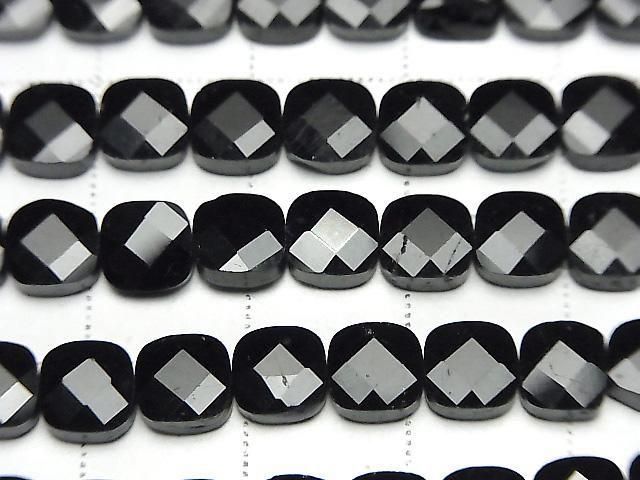 High Quality! Black Tourmaline AAA- Faceted Square Half or 1strand beads (approx. 15 inches/36 cm)