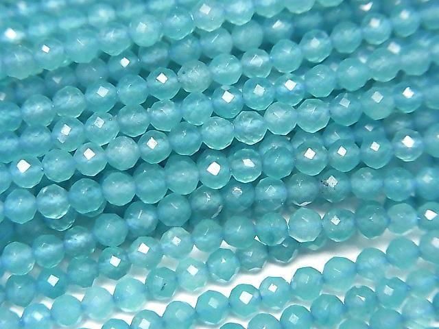 High Quality! Blue-Green Jade Faceted Round 3mm 1strand beads (approx. 15 inch/37 cm)