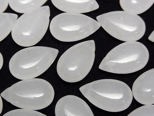 Weißer Jade Birnenform (glatt) 20x12mm 2 Stück
