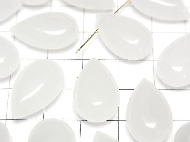 Weißer Jade Birnenform (glatt) 20x12mm 2 Stück