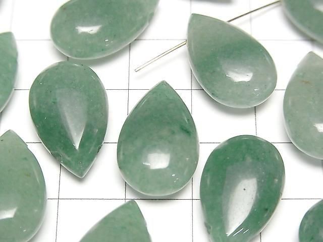 Grüner Aventurin Birnenform (glatt) 20x12mm 2 Stück