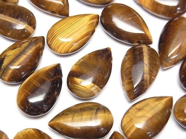 Gelber Tigerauge AA+ Birnenform (glatt) 20x12mm 2 Stück