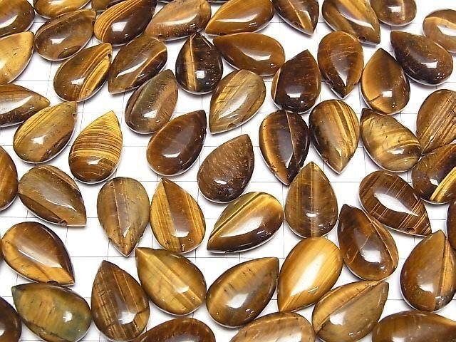 Gelber Tigerauge AA+ Birnenform (glatt) 20x12mm 2 Stück