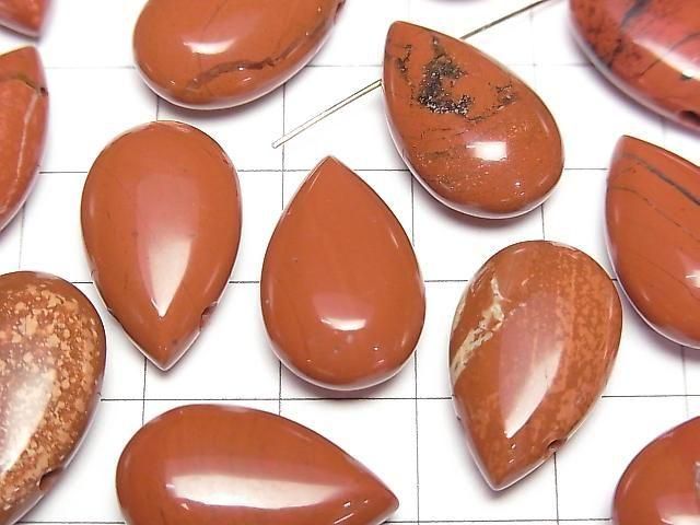 Roter Jaspis Birnenform (glatt) 20x12mm 2 Stück
