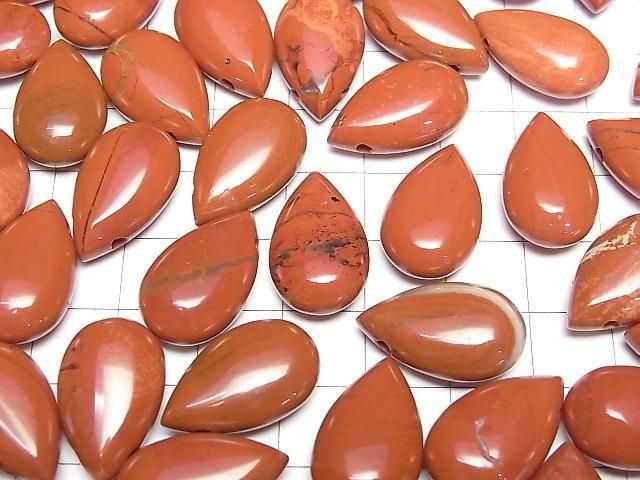 Roter Jaspis Birnenform (glatt) 20x12mm 2 Stück