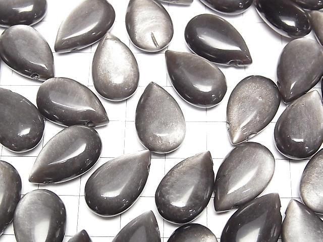 Silberobsidian Birnenform (glatt) 20x12mm 2 Stück