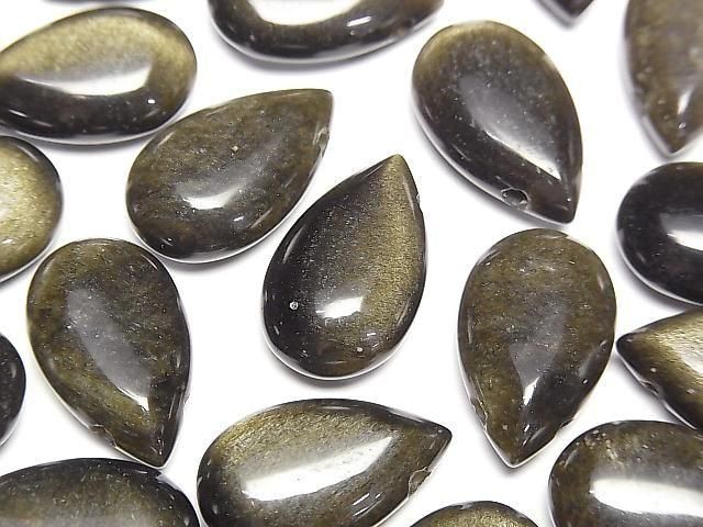 Goldener Obsidian Birnenform (glatt) 20x12mm 2 Stück