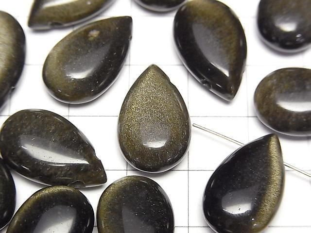 Goldener Obsidian Birnenform (glatt) 20x12mm 2 Stück