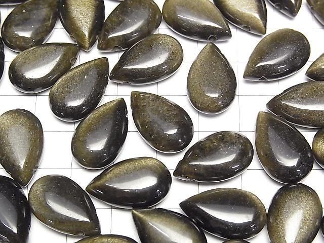 Goldener Obsidian Birnenform (glatt) 20x12mm 2 Stück