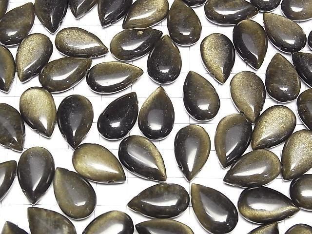 Goldener Obsidian Birnenform (glatt) 20x12mm 2 Stück