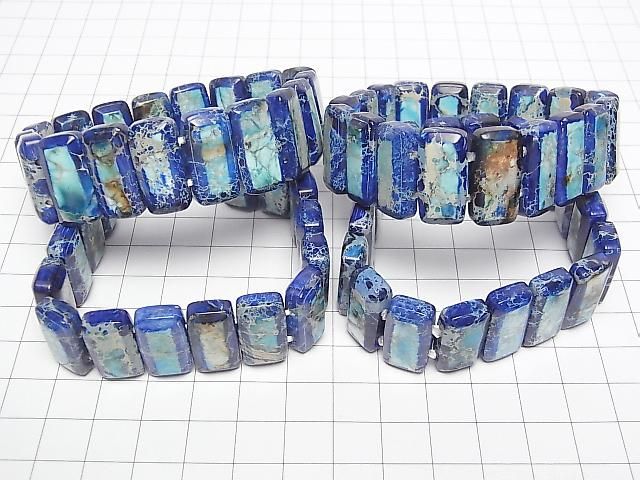 Blau gefärbte Kaolinit 2-Loch Rechteck 20x10x6mm 1 Strang Perlen (Armband)