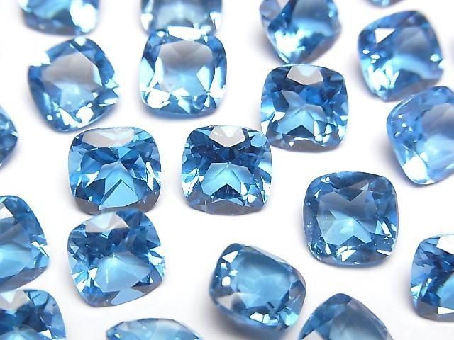 Hochwertig! Schweizer Blauer Topas AAA lose Steine quadratisch facettiert 8x8mm 1 Stück