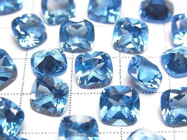 Hochwertig! Schweizer Blauer Topas AAA lose Steine quadratisch facettiert 8x8mm 1 Stück