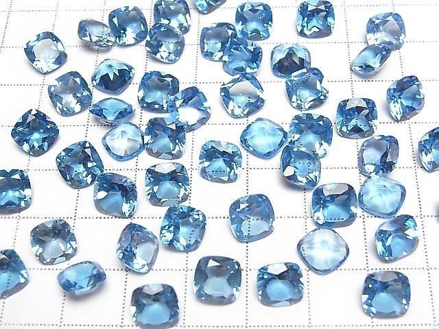 Hochwertig! Schweizer Blauer Topas AAA lose Steine quadratisch facettiert 8x8mm 1 Stück