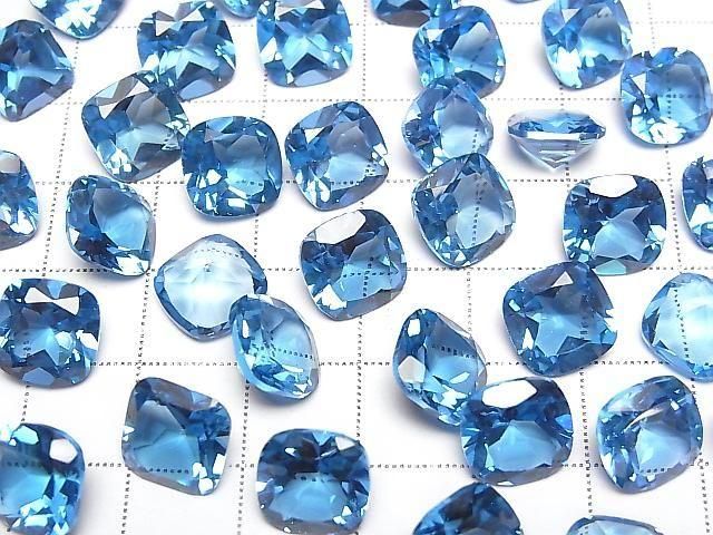 Hochwertiger Schweizer Blauer Topas AAA Lose Stein Quadrat Facettiert 10x10mm 1 Stück