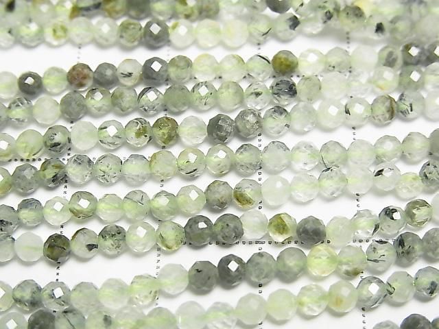 High Quality! Prehnite AA Faceted Round 3mm 1strand beads (aprx.15inch/37cm)
