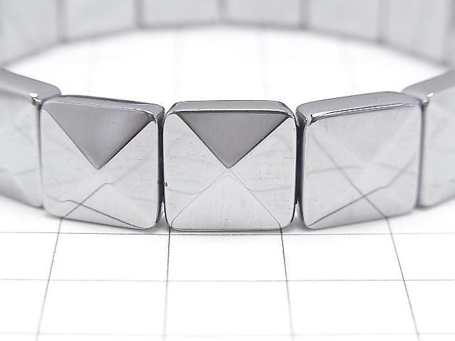 Perles Terahertz à 2 trous, facettées, carrées, 12x12x5mm, 1 fil (Bracelet jonc)