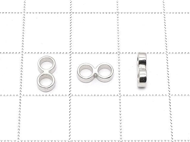 Silver 925 Double Hole Rondelle 8x4x1.5mm Rhodium Plated 2pcs