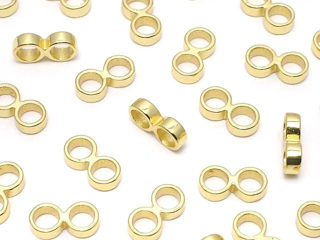 Silver 925 Double Hole Rondelle 8x4x1.5mm 18KGP 2pcs