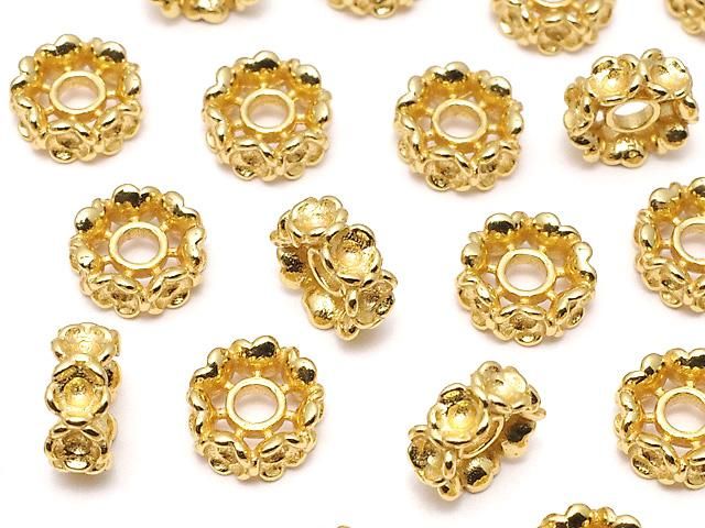 Silver925 Flower Rondelle 7x7x3mm 18KGP 1pc