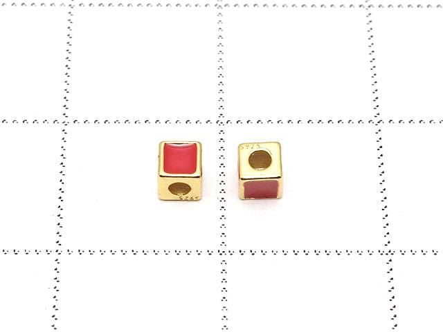 Silver925 Cube 3x3x3mm 18KGP 3pcs