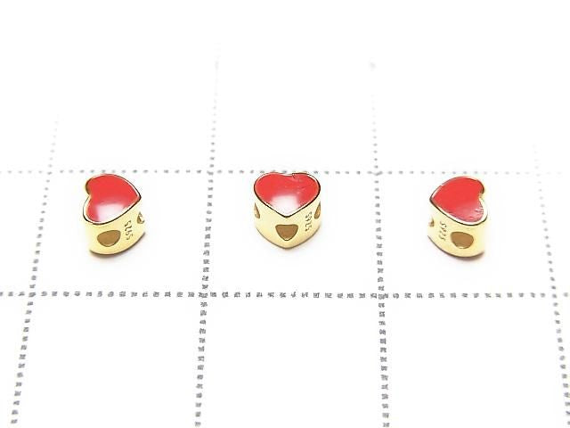 Silver 925 Heart 3.5x4mm 18KGP Drilled Hole 3pcs