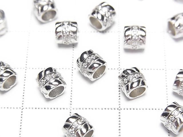 Silver925 Rondelle 5.5x5.5x5mm(with CZ) Rhodium Plated 1pc
