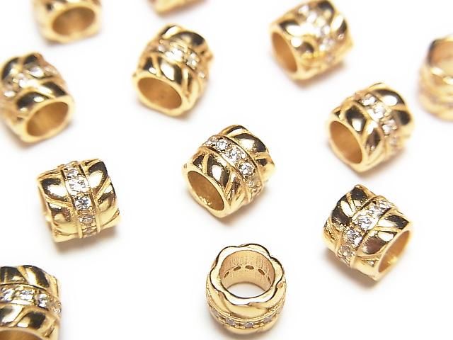 Silver925 Rondelle 5.5x5.5x5mm(with CZ) 18KGP 1pc