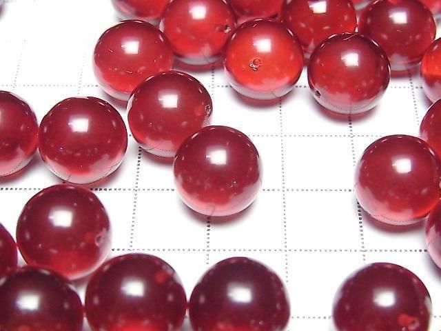 Ambre de couleur rouge, demi-trou foré, rond 12mm, 2 pièces