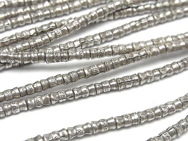 Karen Silver Flower Pattern Tube 6x3x3mm 1/8 or 1strand beads (approx. 27inch/68cm)