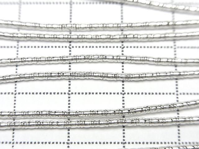 Karen Silver Patterned Tube 2.5x1.5x1.5mm White Silver 1/4 or 1strand beads (approx. 27inch/68cm)