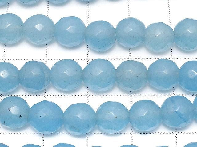 Blue Jade 64Faceted Round 8mm 1strand beads (approx. 14 inches/35 cm)