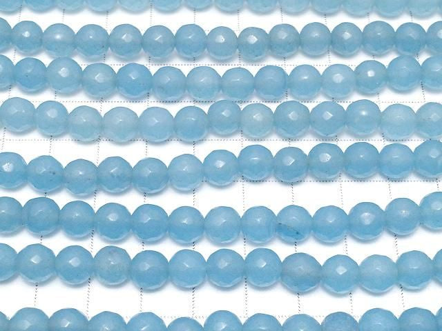 Blue Jade 64Faceted Round 8mm 1strand beads (approx. 14 inches/35 cm)
