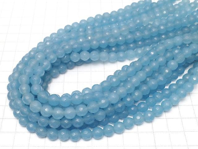 Blue Jade 64Faceted Round 8mm 1strand beads (approx. 14 inches/35 cm)