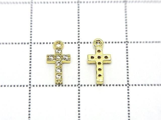 Metal Parts 10x5mm Cross Gold color (with CZ) 2pcs