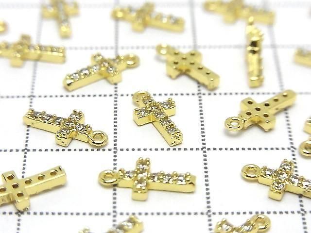 Metal Parts 10x5mm Cross Gold color (with CZ) 2pcs